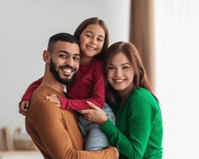 Young family posing